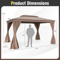 10 x 13 FT Patio Gazebo, Double-Roof Outdoor Canopy Tent with Mesh Netting & Privacy Curtains, Heavy-Duty Metal Frame Pavilion for Garden Yard