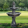 48�?h Outdoor Floor Water Fountain, 3 - Tiers Concrete Water Fountain with Submersible Electric Pump - Garden Cascading Waterfall for Yard Patio Lawn Home Decor