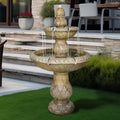 48�?h Outdoor Floor Water Fountain, 3 - Tiers Concrete Water Fountain with Submersible Electric Pump - Garden Cascading Waterfall for Yard Patio Lawn Home Decor
