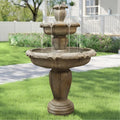 48�?h Outdoor Floor Water Fountain, 3 - Tiers Concrete Water Fountain with Submersible Electric Pump - Garden Cascading Waterfall for Yard Patio Lawn Home Decor