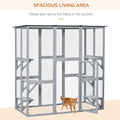 Pawhut Wooden Catio Enclosure with Weather Protection, 6 Platforms, Outdoor, Large, 71" x 38.5" x 71"