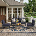 AECOJOY Aluminum Patio Furniture Set - 4 Seat Outdoor Sectional with Retractable Footrest Sofas & Coffee Table
