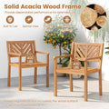 Tangkula Acacia Wood Patio Dining Chairs Set of 2/4 Heavy-Duty Wooden Armchairs for Porch