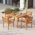 Tangkula Acacia Wood Patio Dining Chairs Set of 2/4 Heavy-Duty Wooden Armchairs for Porch