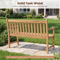 Tangkula 51" Teak Wood Outdoor Bench 2-Person Solid Wood Garden Patio Bench