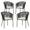 Tangkula Patio Chairs Set of 4 Upholstered Accent Chairs w/Curved Backrest