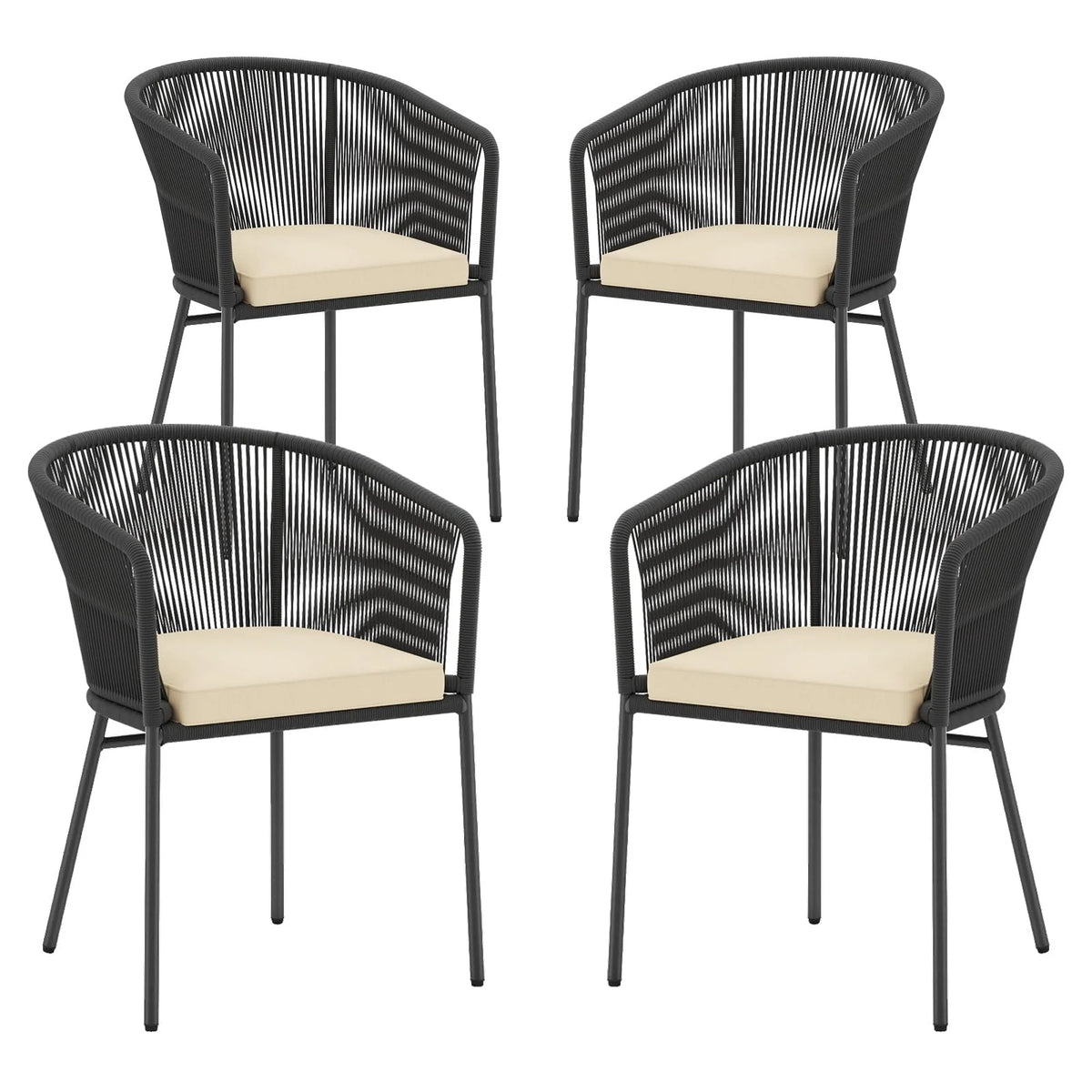 Tangkula Patio Chairs Set of 4 Upholstered Accent Chairs w/Curved Backrest