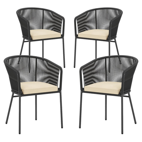 Tangkula Patio Chairs Set of 4 Upholstered Accent Chairs w/Curved Backrest