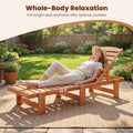 Tangkula Solid Wood Patio Chaise Lounge with 5-Level Adjustable Backrest (1/2)