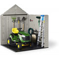 77 Ft Durable Weather Resistant Resin Outdoor Garden Storage Shed with Windows and Utility Hooks, Sand