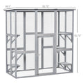 Pawhut Wooden Catio Enclosure with Weather Protection, 6 Platforms, Outdoor, Large, 71" x 38.5" x 71"