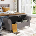 Andeworld Storage Bench with Arms Upholstered Bench Settee for Bedroom Living Room Gray