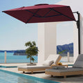 AECOJOY 10ft Cantilever Patio Umbrella, Large Rectangle Umbrella 180° Rotation Offset, Red