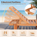 Tangkula Solid Wood Patio Chaise Lounge with 5-Level Adjustable Backrest (1/2)