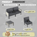 AECOJOY Aluminum Patio Furniture Set - 4 Seat Outdoor Sectional with Retractable Footrest Sofas & Coffee Table