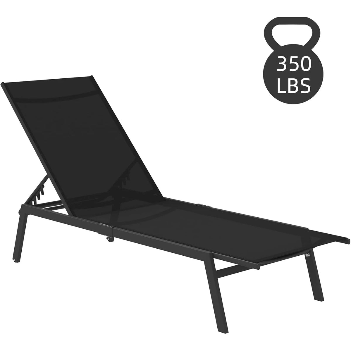 AECOJOY Patio Lounge Chairs, Outdoor Chaise Lounge with Wheels, Black