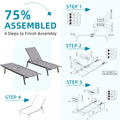 AECOJOY Patio Lounge Chairs, Outdoor Chaise Lounge with Wheels, Dark Grey, 2PCS