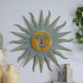 Gold Metal Indoor Outdoor Distressed Sun Wall Decor