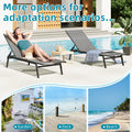 AECOJOY Patio Lounge Chairs, Outdoor Chaise Lounge with Wheels, Dark Grey, 2PCS