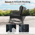 3 Piece Rattan Patio Rocking Bistro Set, Outdoor Wicker Rockers with Cushions & 2-Tier Tempered Glass Coffee Table for Porch, Balcony, Backyard