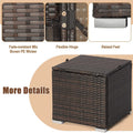 2PCS Wicker Outdoor Storage Ottomans with Removable Cushions, Multipurpose PE Rattan Footrest Side Table Seating for Patio Poolside Backyard