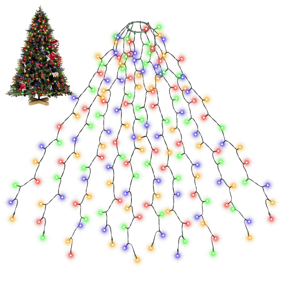 SALCAR Christmas Tree Lights, Easy to Install String Lights with 8 Modes, UL Certified Ultra-Bright Christmas Lights for 7ft - 12ft Tree