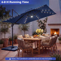 10 FT Cantilever Patio Umbrella with 32 Solar LED Lights, 360° Rotation & Easy Tilt, Square Outdoor Offset Hanging Umbrella with Cross Base