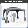 10 x 13 FT Patio Gazebo, Double-Roof Outdoor Canopy Tent with Mesh Netting & Privacy Curtains, Heavy-Duty Metal Frame Pavilion for Garden Yard
