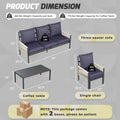 AECOJOY Aluminum Patio Furniture Set - 5 Seat Outdoor Sectional with Retractable Footrest Sofas & Coffee Table