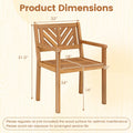 Tangkula Acacia Wood Patio Dining Chairs Set of 2/4 Heavy-Duty Wooden Armchairs for Porch