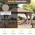 10 x 13 FT Patio Gazebo, Double-Roof Outdoor Canopy Tent with Mesh Netting & Privacy Curtains, Heavy-Duty Metal Frame Pavilion for Garden Yard