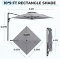 AECOJOY 10ft Cantilever Patio Umbrella, Large Rectangle Umbrella 180° Rotation Offset, Grey