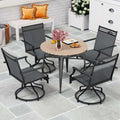 Outdoor Swivel Dining Chairs Set of 2/4 with Quick-Drying Fabric & Metal Frame, All-Weather Patio Chairs for Backyard Porch Lawn Garden
