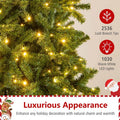 12 FT Pre-Lit Artificial Christmas Tree with Quick Power Connector, 1030 Warm White LED Lights, 2536 Tips & Hinged for Indoor Outdoor Decoration