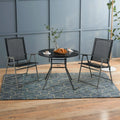 Tangkula 34 Inch Patio Dining Table, Round Tempered Glass Table with 1.5" Umbrella Hole