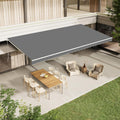 AECOJOY 12'x10' Manual Retractable Awning Sun Shade, Patio Awning Canopy