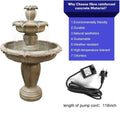 48�?h Outdoor Floor Water Fountain, 3 - Tiers Concrete Water Fountain with Submersible Electric Pump - Garden Cascading Waterfall for Yard Patio Lawn Home Decor