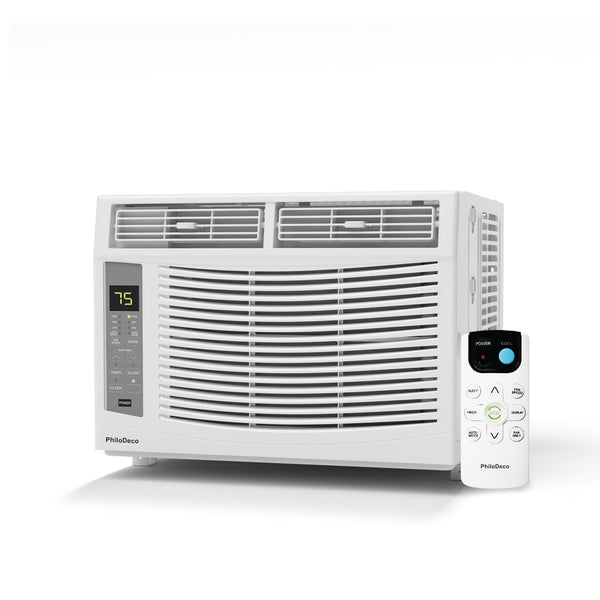 Window Air Conditioner 6000 BTU Cool to 250 Sq Ft Intelligent, LED, Remote Control, Easy to Clean Filter Screen, Can Be Used As a Dehumidifier/Fan, Operates Quietly, and Is Energy - Saving