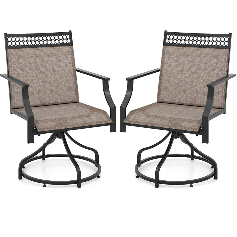Outdoor Swivel Dining Chairs Set of 2/4 with Quick-Drying Fabric & Metal Frame, All-Weather Patio Chairs for Backyard Porch Lawn Garden