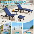 AECOJOY Outdoor Chaise Lounge, All Weather Pool Lounge Chairs Ergonomic Design (Navy, 1 PCs)