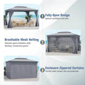 10 x 13 FT Patio Gazebo, Double-Roof Outdoor Canopy Tent with Mesh Netting & Privacy Curtains, Heavy-Duty Metal Frame Pavilion for Garden Yard