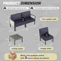 AECOJOY Aluminum Patio Furniture Set - 4 Seat Outdoor Sectional with Retractable Footrest Sofas & Coffee Table
