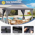 10 x 13 FT Patio Gazebo, Double-Roof Outdoor Canopy Tent with Mesh Netting & Privacy Curtains, Heavy-Duty Metal Frame Pavilion for Garden Yard