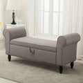 Andeworld Storage Bench with Arms Upholstered Bench Settee for Bedroom Living Room Gray