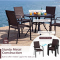 Tangkula 5 Pieces Patio Dining Set Outdoor Round Table and Stackable Chairs with Umbrella Hole