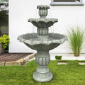 48�?h Outdoor Floor Water Fountain, 3 - Tiers Concrete Water Fountain with Submersible Electric Pump - Garden Cascading Waterfall for Yard Patio Lawn Home Decor