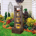 Outdoor Fountains and Indoor Waterfalls 4 Floor - Standing Water Fountain Outdoor with LED Lights for Garden, Living Room, Patio, Home Decor