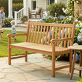 Tangkula 51" Teak Wood Outdoor Bench 2-Person Solid Wood Garden Patio Bench