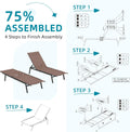 AECOJOY Patio Lounge Chairs, Outdoor Chaise Lounge with Wheels, Brown, 2PCS