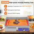 22" Commercial Electric Griddle 2000W, Stainless Steel Flat Top Grill w/ Cast Iron Plate & 122°F-572°F Adjustable Temp, Kitchen Countertop Teppanyaki